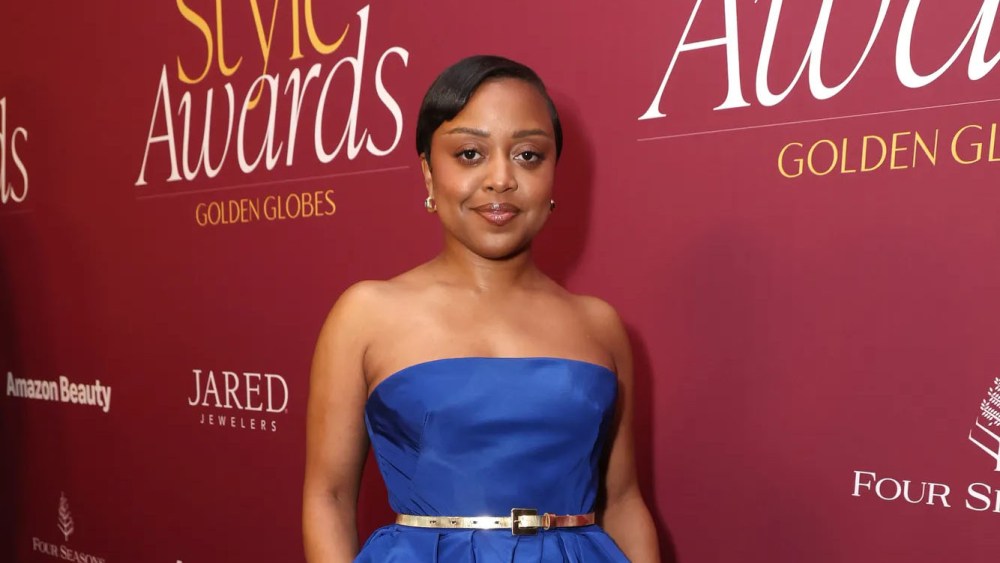 quinta brunson wears blue carolina herrera dress at wwd style awards 2025