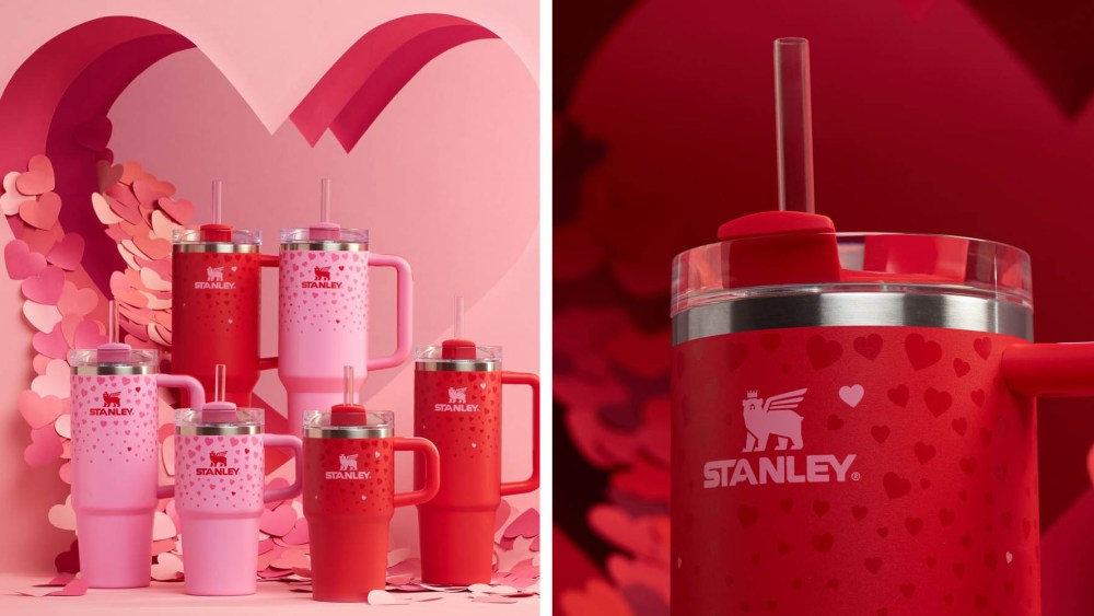 Styles from the 2025 Stanley Valentine's Day collection featuring Quencher H2.0 FlowState Tumblers at Target.