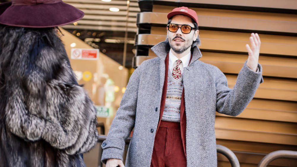 Street style at Pitti Uomo 107 in Florence, Italy, 2025.