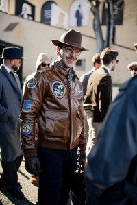 Street style at Pitti Uomo 107 in Florence, Italy, 2025.
