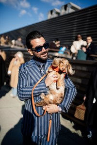 Street style at Pitti Uomo 107 in Florence, Italy, 2025.