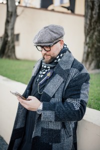 Street style at Pitti Uomo 107 in Florence, Italy, 2025.