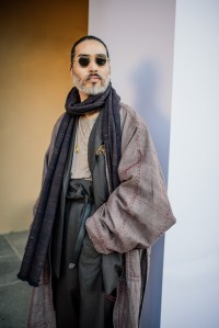 Street style at Pitti Uomo 107 in Florence, Italy, 2025.