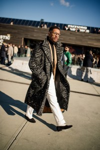 Street style at Pitti Uomo 107 in Florence, Italy, 2025.
