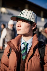 Street style at Pitti Uomo 107 in Florence, Italy, 2025.