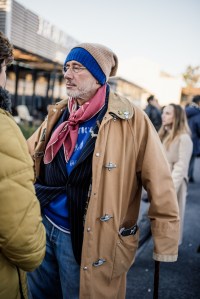 Street style at Pitti Uomo 107 in Florence, Italy, 2025.