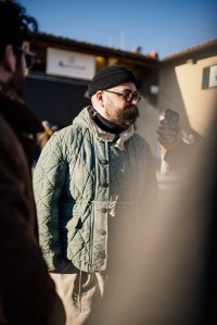 Street style at Pitti Uomo 107 in Florence, Italy, 2025.