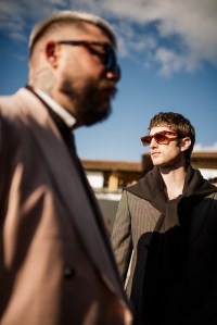 Street style at Pitti Uomo 107 in Florence, Italy, 2025.