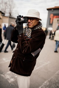 Street style at Pitti Uomo 107 in Florence, Italy, 2025.