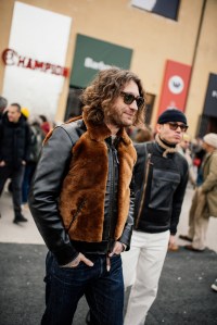 Street style at Pitti Uomo 107 in Florence, Italy, 2025.