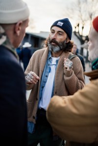 Street style at Pitti Uomo 107 in Florence, Italy, 2025.