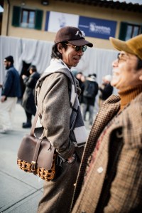 Street style at Pitti Uomo 107 in Florence, Italy, 2025.