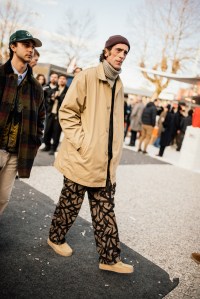 Street style at Pitti Uomo 107 in Florence, Italy, 2025.