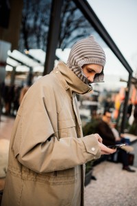 Street style at Pitti Uomo 107 in Florence, Italy, 2025.