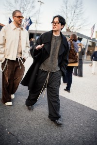 Street style at Pitti Uomo 107 in Florence, Italy, 2025.