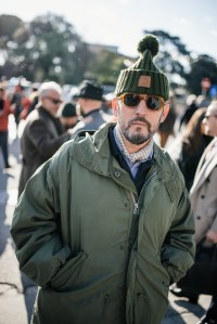 Street style at Pitti Uomo 107 in Florence, Italy, 2025.