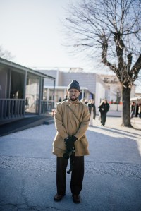 Street style at Pitti Uomo 107 in Florence, Italy, 2025.