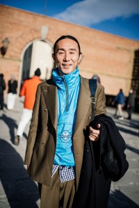 Street style at Pitti Uomo 107 in Florence, Italy, 2025.