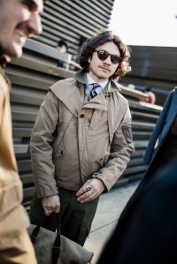 Street style at Pitti Uomo 107 in Florence, Italy, 2025.