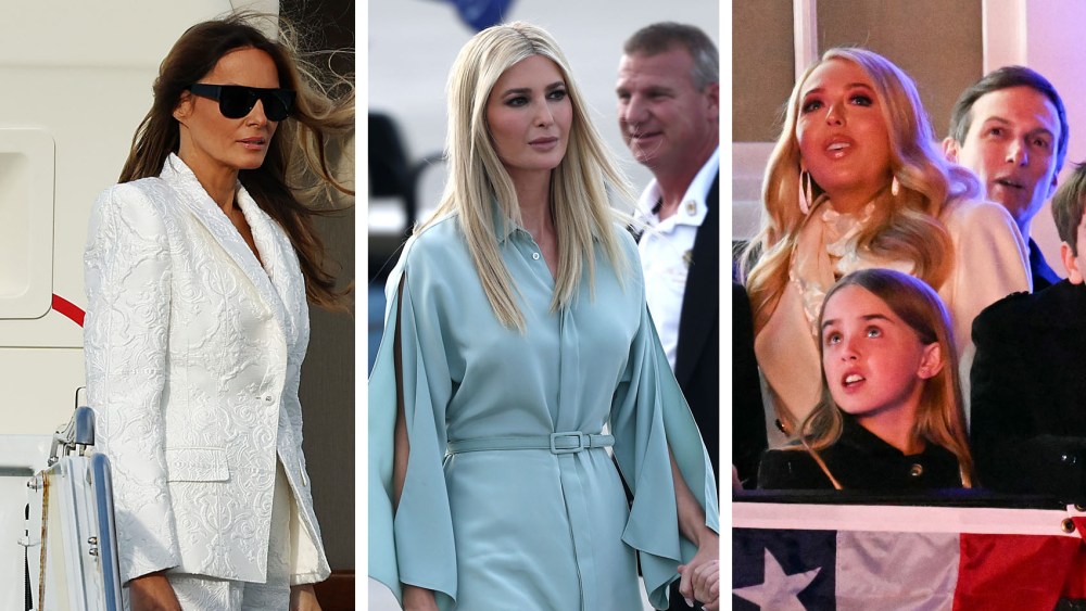 inauguration events, ARLINGTON, VIRGINIA - JANUARY 19: Members of President-Elect Donald Trump's family including Ivanka Trump (L) and Tiffany Trump (center) as the president-elect participates in a wreath-laying ceremony at Arlington National Cemetery on January 19, 2025 in Arlington, Virginia. Trump will be sworn in as the 47th president of the United States on January 20 in a rare indoor ceremony. (Photo by Anna Moneymaker/Getty Images), melania trump