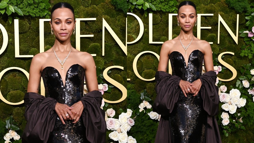 Zoe Saldana, Golden Globes 2025, Saint Laurent, red carpet