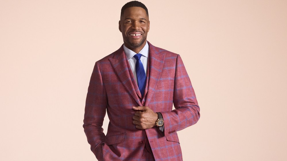 Michael Strahan in a suit created at his new Design Lab.