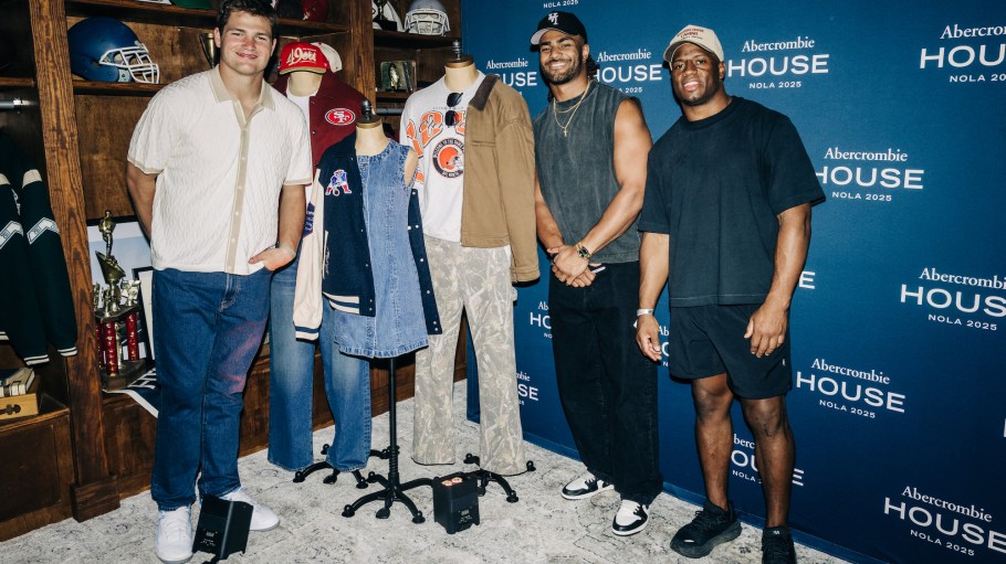 Abercrombie NOLA Super Bowl Event with Drake Maye, Fred Warner and Nick Chubb.