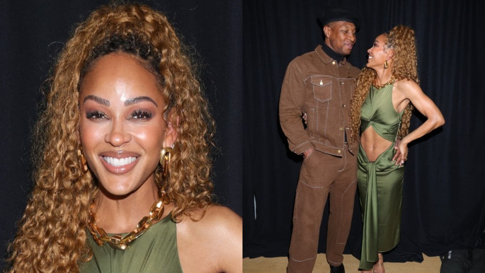 Jonathan Majors and Meagan Good attend Season 3 Celebration Event For Prime Video's "Harlem" on February 06, 2025 in Los Angeles, California.