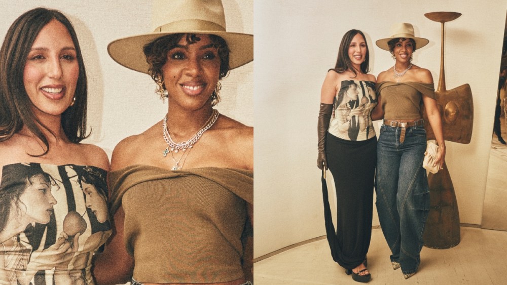 Kelly Rowland and Jasmin Larian Hekmat at Cult Gaia spring 2025 launch dinner on February 25 in Los Angeles.