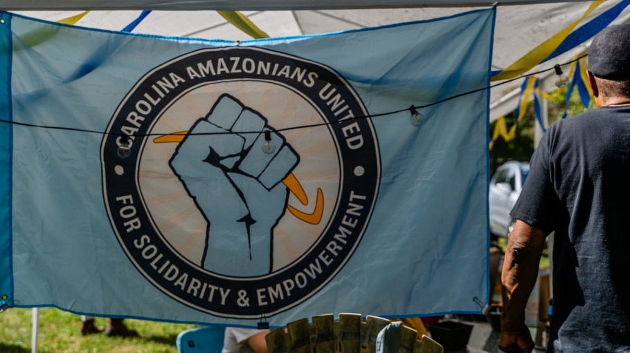 The CAUSE flag flies at a union meeting.