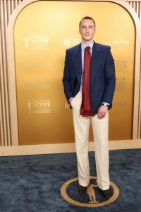 Drew Starkey at the 31st Screen Actors Guild Awards held at Shrine Auditorium and Expo Hall on February 23, 2025 in Los Angeles, California.