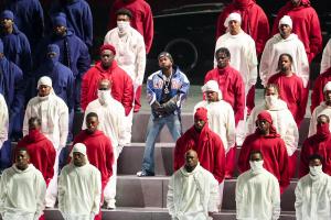 Kendrick Lamar performs at Super Bowl LIX at Caesars Superdome on February 09, 2025 in New Orleans, Louisiana.