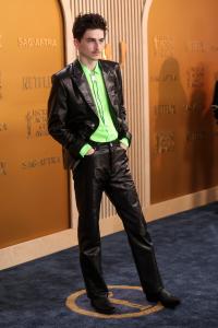 Timothée Chalamet at the 31st Screen Actors Guild Awards held at Shrine Auditorium and Expo Hall on February 23, 2025 in Los Angeles, California.