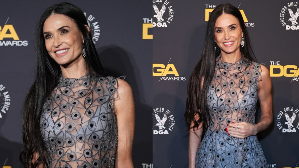 Demi Moore at the Directors Guild Awards on Feb. 8 in Los Angeles, Dior, sheer, eye dress