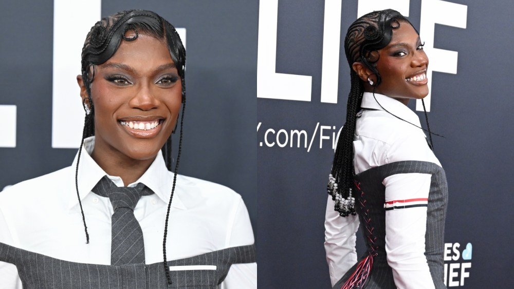 Doechii at the 2025 Grammy Awards on Feb. 2 in Los Angeles, Thom Browne, red carpet