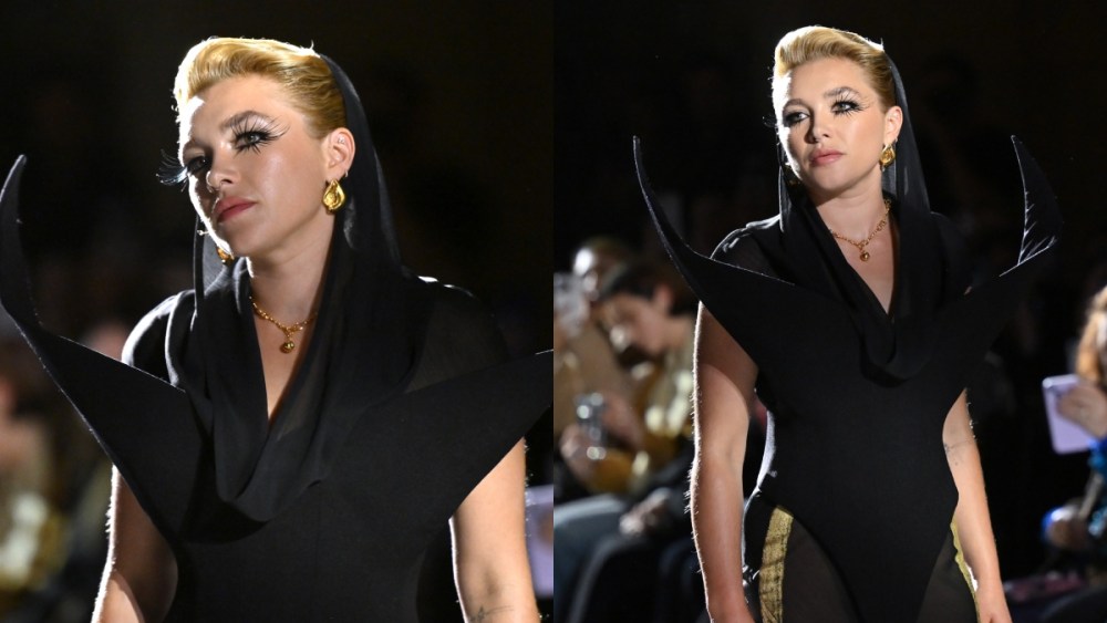Florence Pugh walks the runway at Harris Reed's fall 2025 fashion show on Feb. 20, runway, sheer trend, London Fashion Week
