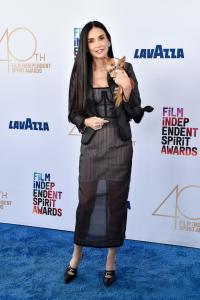 Demi Moore and Pilaf at 2025 Film Independent Spirit Awards - Arrivals on February 22, 2025 in Santa Monica, California.
