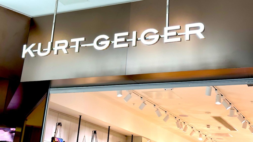 Trafford Centre, Manchester,  ENGLAND - September 2023:  Kurt Geiger External Store Sign (Photo by Peter Dazeley/Getty Images)