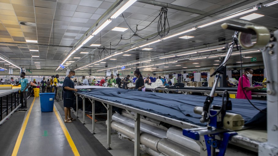 Workers inside the textile factory in the Glo-Djigbe industrial zone (GDIZ).