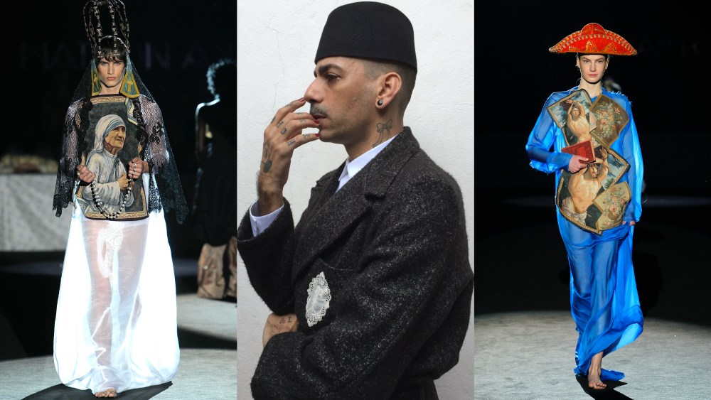 Two recent Maison Artc looks and the brand's designer Artsi Ifrach