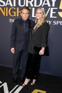 Ben Stiller, Christine Taylor at SNL50: The Anniversary Special at 30 Rockefeller Plaza on February 16, 2025 in New York, New York.