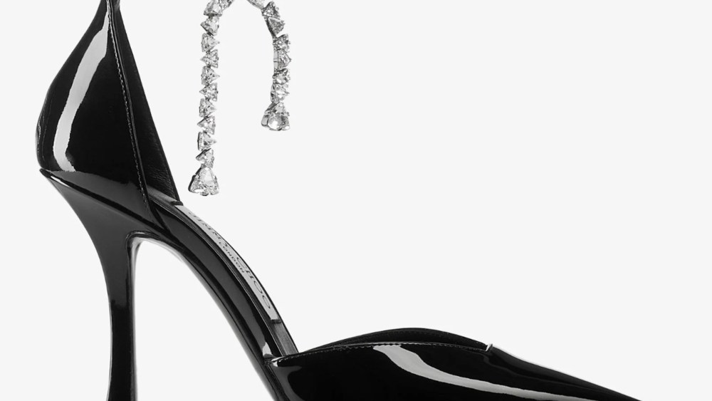 A black Jimmy Choo pump.