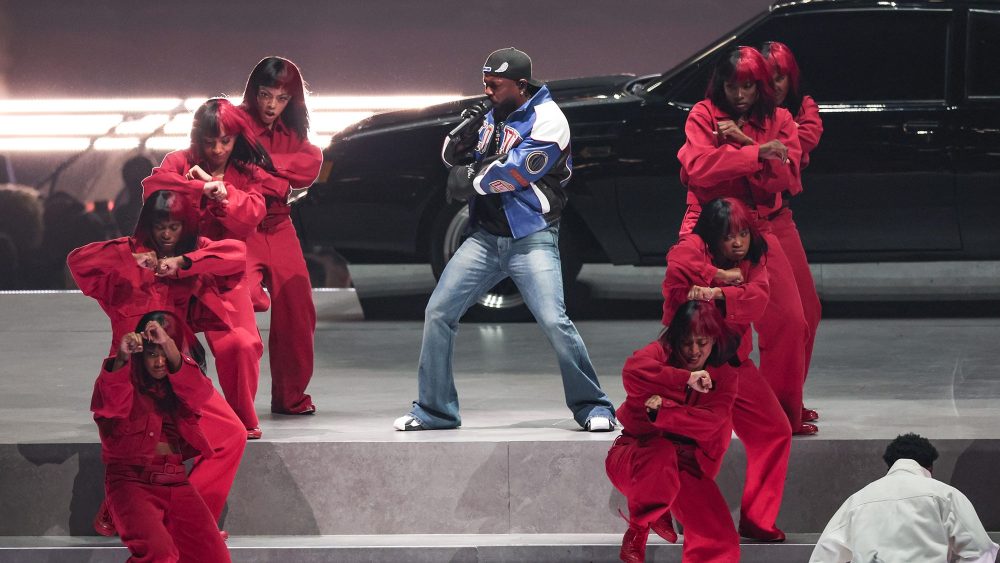 Kendrick Lamar performs at Super Bowl LIX on Feb. 9 in New Orleans, Celine, bootcut jeans, flares, Nike, Martine Rose