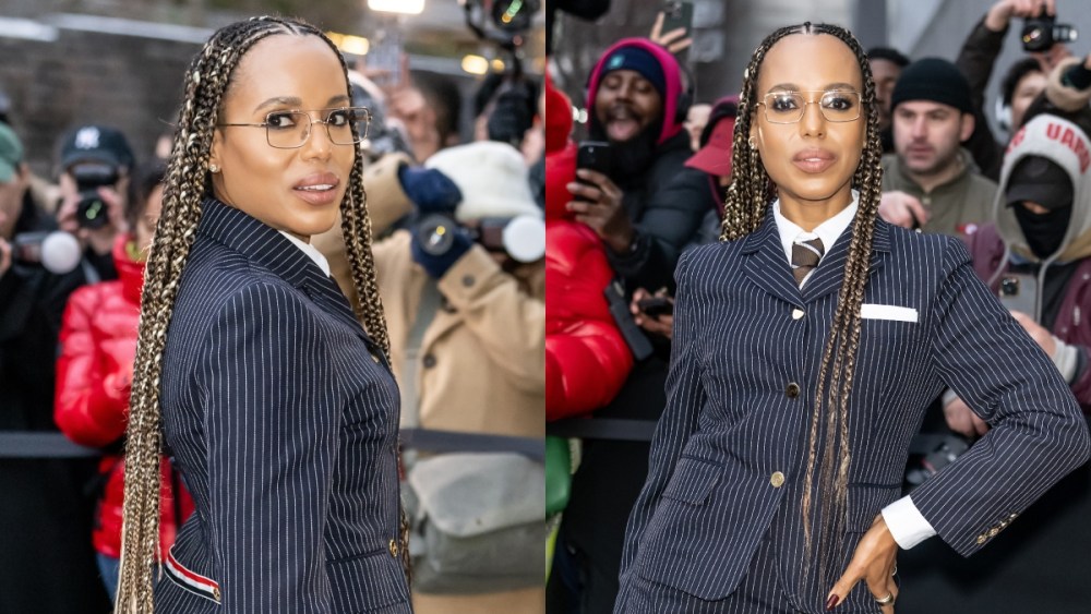 Kerry Washington at Thom Browne's fall 2025 fashion show on Feb. 11 in New York, nyfw, skirt suit, front row
