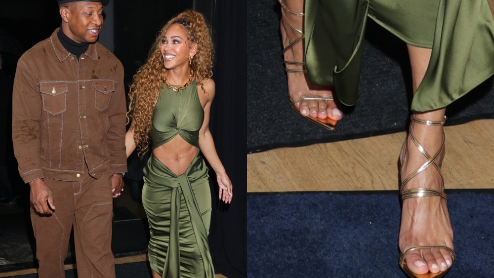Jonathan Majors and Meagan Good attend Season 3 Celebration Event For Prime Video's "Harlem" on February 06, 2025 in Los Angeles, California.