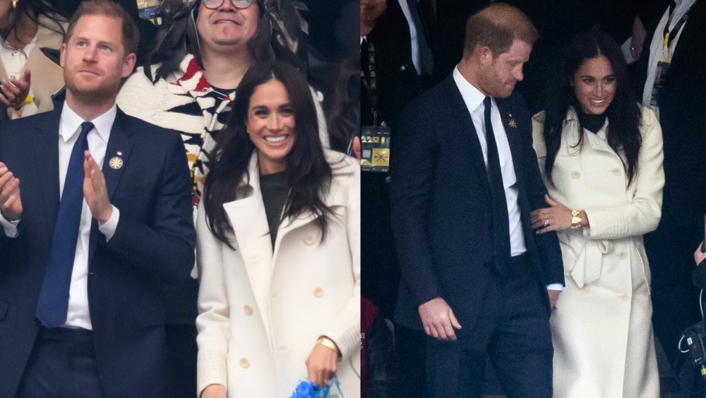 Meghan, Duchess of Sussex and Prince Harry, Duke of Sussex at the 2025 Invictus Games on Feb. 8 in Vancouver, Canada, Sentaler, Aquazzura, Cartier
