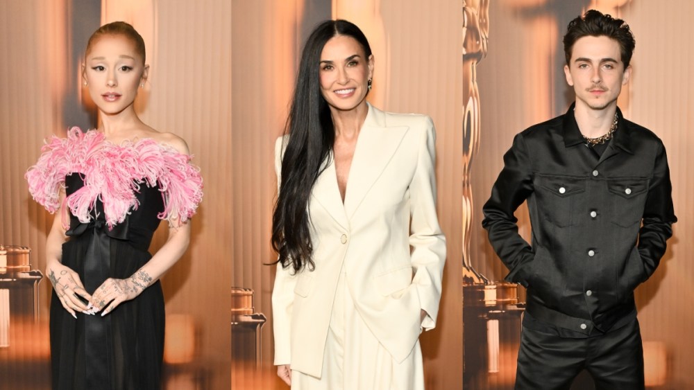Ariana Grande, Demi Moore and Timothée Chalamet at the Oscars Nominees Dinner on Feb. 25 in Los Angeles, red carpet, Nina Ricci, vintage, GapStudios, Yves Saint Laurent, awards