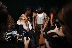 Backstage at Prabal Gurung Fall 2025 ready-to-wear collection at New York Fashion Week.