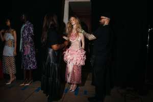 Backstage at Prabal Gurung Fall 2025 ready-to-wear collection at New York Fashion Week.