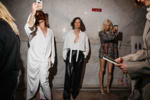 Backstage at Prabal Gurung Fall 2025 ready-to-wear collection at New York Fashion Week.